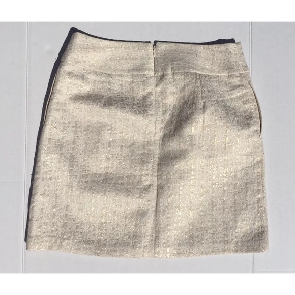 Merona (Size 8) Beige Gold Metallic Zip Back Skirt - Picture 3 of 5